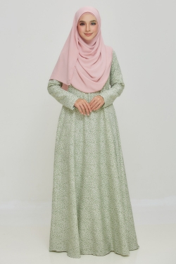 JUBAH PRINTED 39.05 - DUSTY GREEN